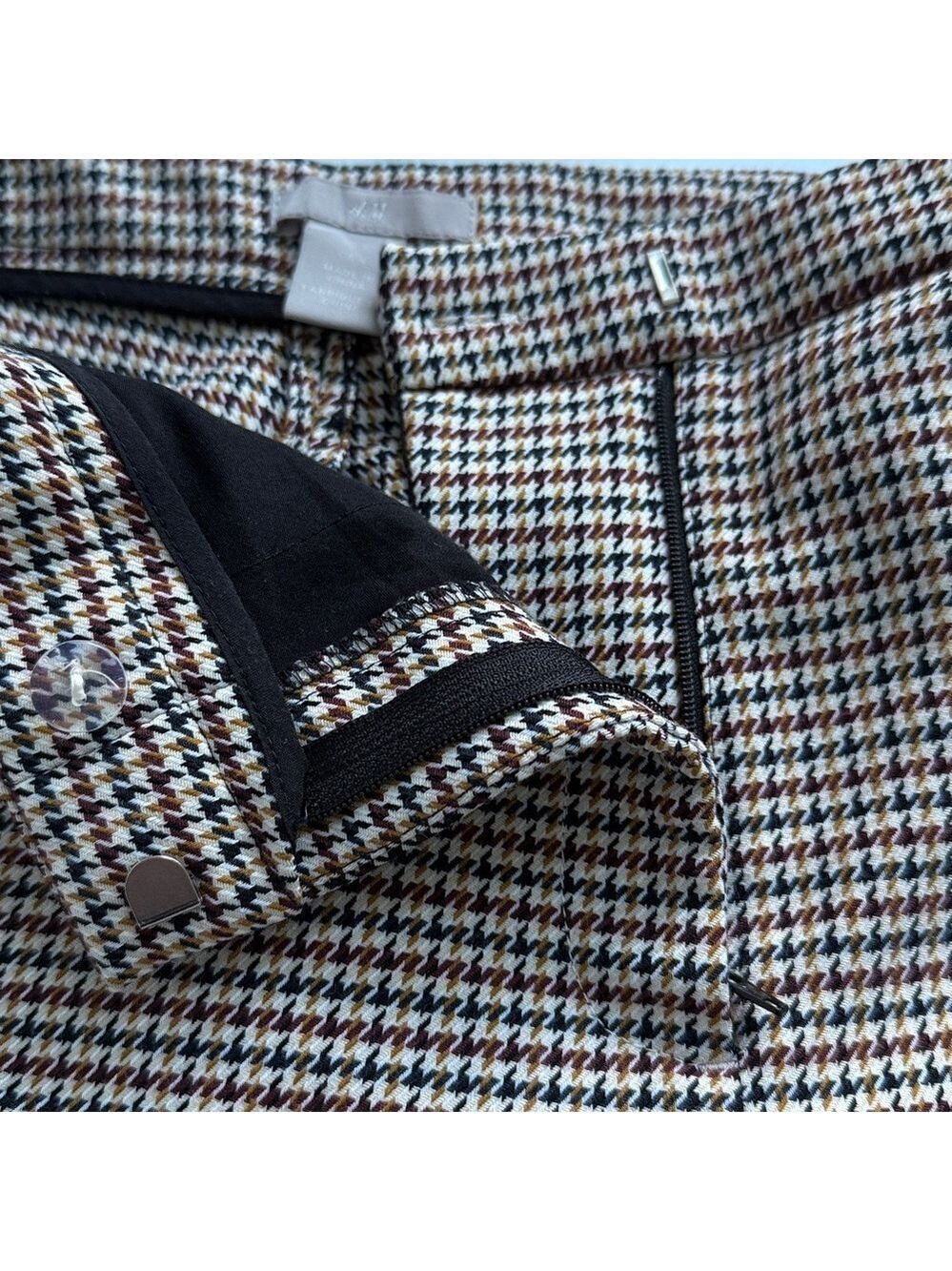 H&M Brown and Beige Houndstooth Patterned Slacks Size US4 - Picture 6 of 12